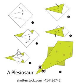 Step by step instructions how to make origami A Dinosaur.