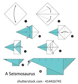 Step by step instructions how to make origami A Dinosaur.