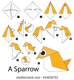 Step by step instructions how to make origami A Sparrow.