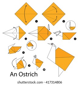 Step by step instructions how to make origami An Ostrich.