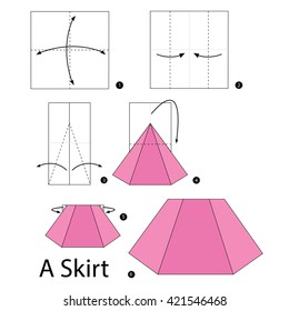 Step by step instructions how to make origami A Skirt.