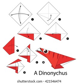 Step by step instructions how to make origami A Dinosaur.