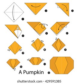 Step by step instructions how to make origami Pumpkin.