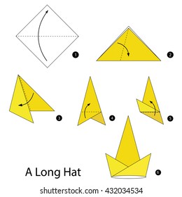 Step By Step Instructions How To Make Origami A Long Hat.