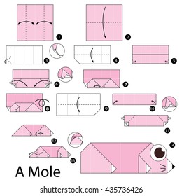 Step by step instructions how to make origami A Mole.