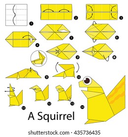 Instrucciones paso a paso sobre cómo hacer el origami Una ardilla.