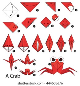 Step by step instructions how to make origami A Crab.