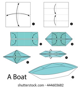 Step by step instructions how to make origami A Boat.