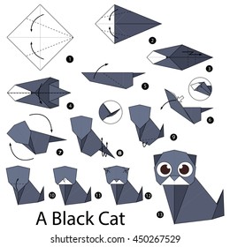 Instrucciones paso a paso sobre cómo hacer origami A Cat.