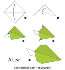 Step by step instructions how to make origami A leaf.