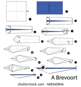 Step by step instructions how to make origami A Brevoort.