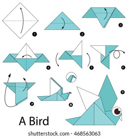 Step by step instructions how to make origami A Bird.