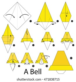 Step by step instructions how to make origami A Bell.