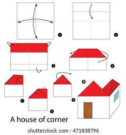 Step by step instructions how to make origami A House.