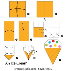 Step by step instructions how to make origami An Ice Cream.