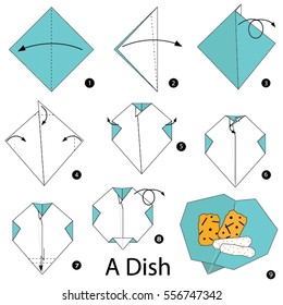 Step by step instructions how to make origami A Dish.