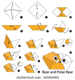 Step by step instructions how to make origami A Bear and Polar Bear.