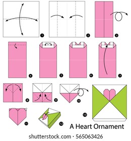 Step by step instructions how to make origami A Heart Ornament.