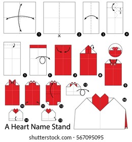 Step by step instructions how to make origami A Heart Name Stand.