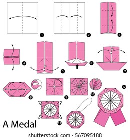 Step by step instructions how to make origami A Medal.