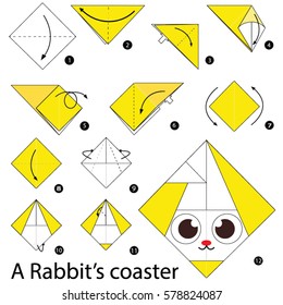 Step by step instructions how to make origami A Rabbit.