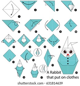 Step by step instructions how to make origami A Rabbit.