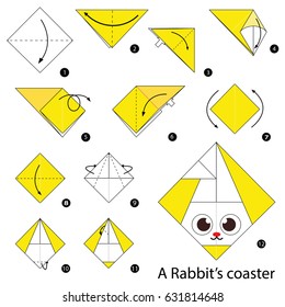 Step by step instructions how to make origami A Rabbit.