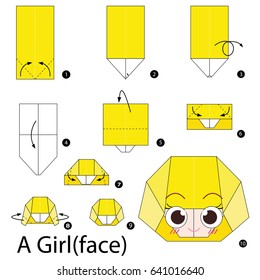 Step by step instructions how to make origami A Girl(face).