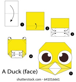 Step by step instructions how to make origami A Duck(face).
