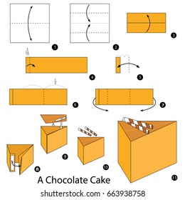 Step by step instructions how to make origami A Chocolate Cake.