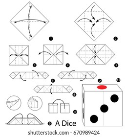 Step by step instructions how to make origami A Dice.