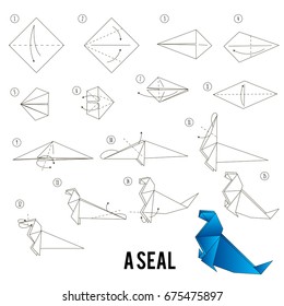 Origami Crane Instructions Stock Illustrations Images