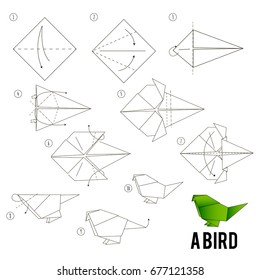 Step by step instructions how to make origami A Bird
