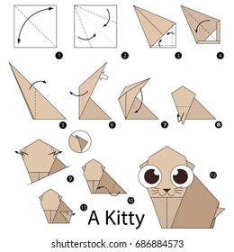 Step by step instructions how to make origami A Kitty.