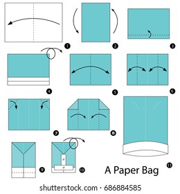 Step by step instructions how to make origami A Paper Bag.