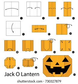 Step by step instructions how to make origami A Jack O Lantern.