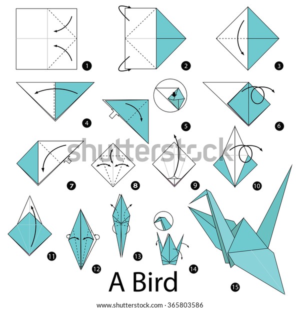 step by\
step instructions how to make origami A\
Bird.