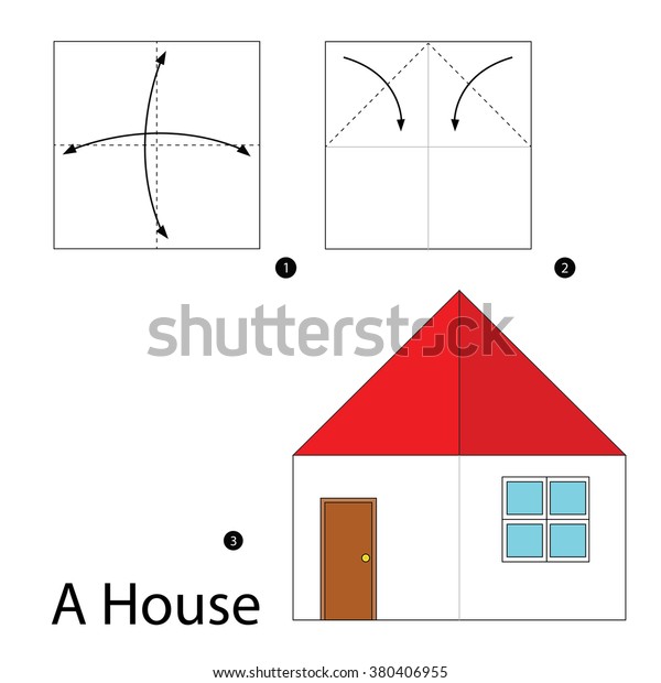 step by step instructions how to make origami A House.