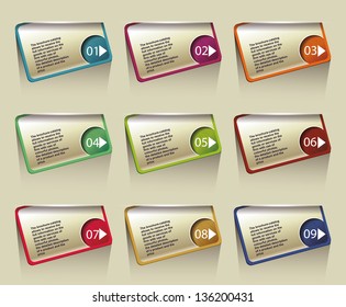 step by step labels with numbers . vector illustration