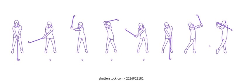 Step by step movement of golf swing