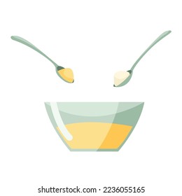 Step by preparation cake. Sweet bakery or cooking process. Baking ingredient or food preparation sign. Recipe element