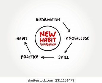 Step by step process diagram of New Habit Foundation, business concept background