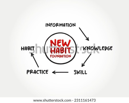 Step by step process diagram of New Habit Foundation, business concept background