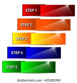 Step by Step Progress Infographics Banners for Business and Web Design. 3D Rendering