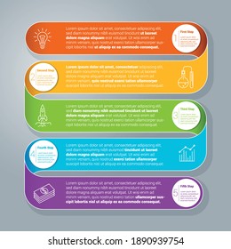 Step by step rainbow ribbon vector infographics template. Infographic design for workflow layout, diagram, report, presentation, web design. Business and planning concept.