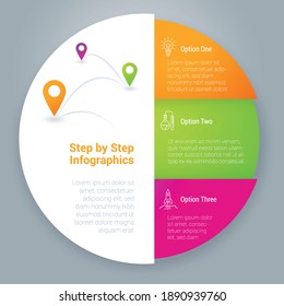 Step by step rainbow ribbon vector infographics template. Infographic design for workflow layout, diagram, report, presentation, web design. Business and planning concept.