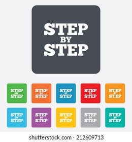 Step by step sign icon. Instructions symbol. Rounded squares 11 buttons. Vector