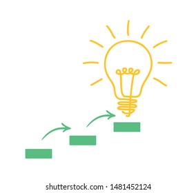 Step by step to success, idea, creative concept bulb sign, innovations - stock vector