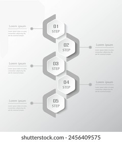 Schritt für Schritt, Zeitleiste, Geschäftspräsentation oder Infografik mit 5 Optionen.