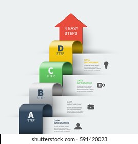 Step By Step Vector Infographics Elements. 4 Steps To Success